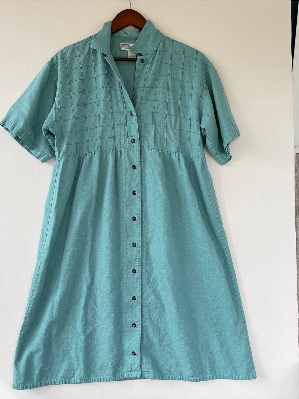 Vintage 80s 90s Jessica Howard Denim Dress Women’s 10 Linen Blend Cottagecore